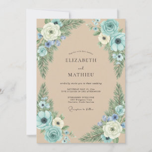 Sand Cornflower Foliage Eucalyptus Wedding Invitation