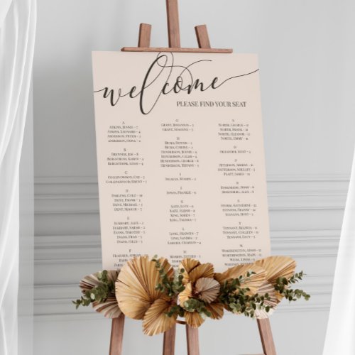 Sand  Dark Brown Welcome Seating Chart Any Event Foam Board