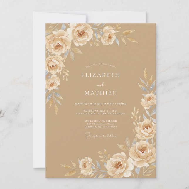 Sand Delicate Rustic Wedding Invitation (Front)