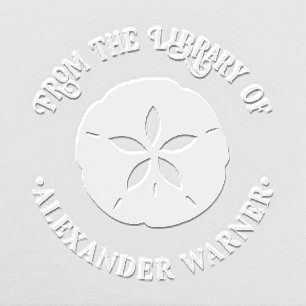 Sand Dollar #2 Ocean Seashore Library Book Name Embosser