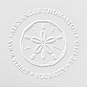 Sand Dollar #3 Seashore Beach Round Name Address Embosser