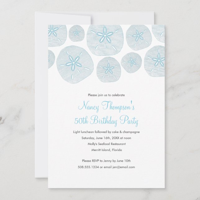 Sand Dollar 50th Birthday Party Invitation (Front)
