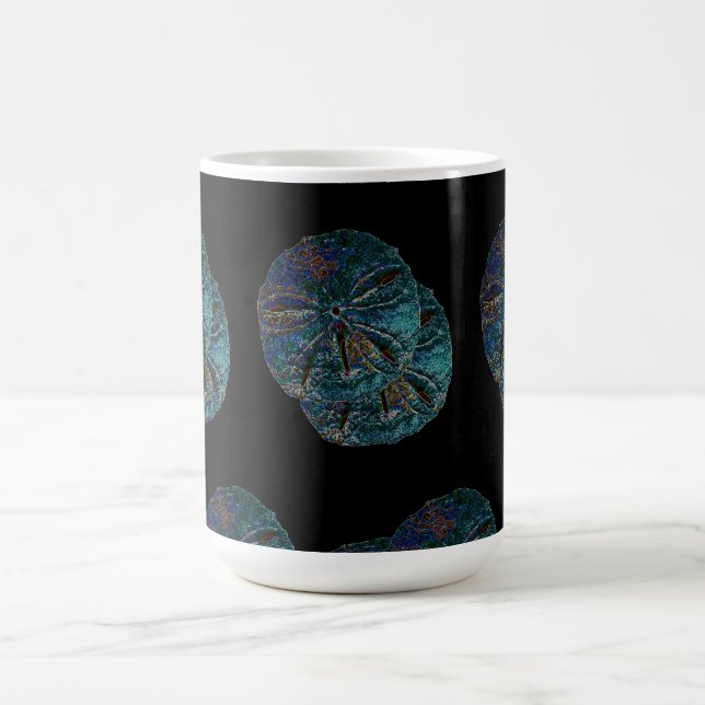Sand Dollar Abstract Artsy Blue Black Gift Favor Coffee Mug (Center)