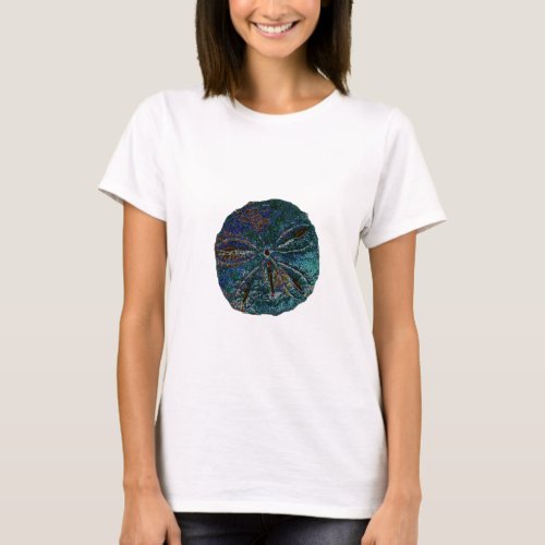 Sand Dollar Abstract Artsy Blue Gift Favor  T_Shirt