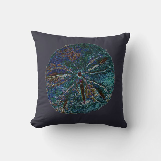 Sand Dollar Abstract Artsy Blue Trendy Gift Favor  Throw Pillow (Front)