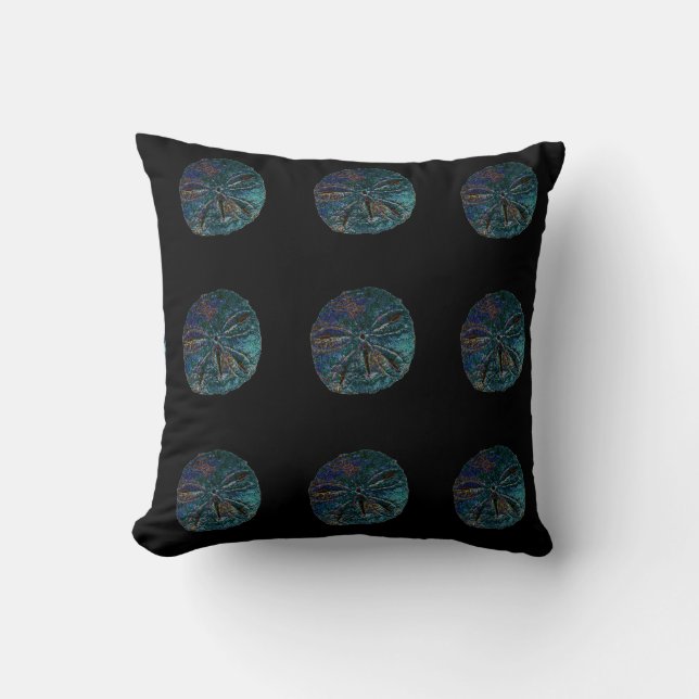 Sand Dollar Abstract Blue Black Artsy Gift Favor Throw Pillow (Front)