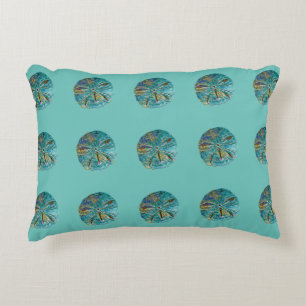 Sand Dollar Abstract Pattern Gift Favor Teal Blue Accent Pillow