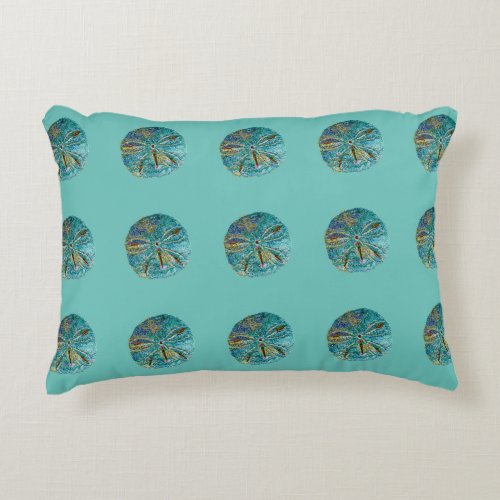 Sand Dollar Abstract Pattern Gift Favor Teal Blue  Accent Pillow