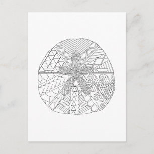Sand Dollar Adult Coloring Postcard