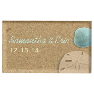 Sand-dollar and Shell Beach Custom Table Card Holder