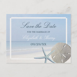 Sand Dollar and Starfish Beach Save The Date Announcement Postcard