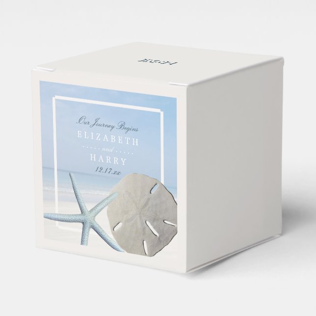 Sand Dollar and Starfish Beach Wedding Favor Boxes (Front Side)
