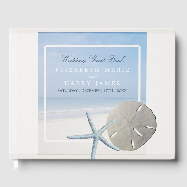 Sand Dollar and Starfish Beach Wedding Guest Book (Front)