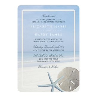Sand Dollar and Starfish Beach Wedding Invitation