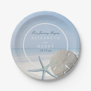 Sand Dollar and Starfish Beach Wedding Paper Plates