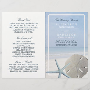 Sand Dollar and Starfish Beach Wedding Program