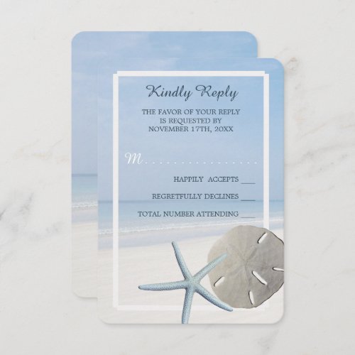 Sand Dollar and Starfish Beach Wedding RSVP Card