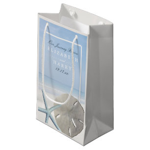 Sand Dollar and Starfish Beach Wedding Small Gift Bag