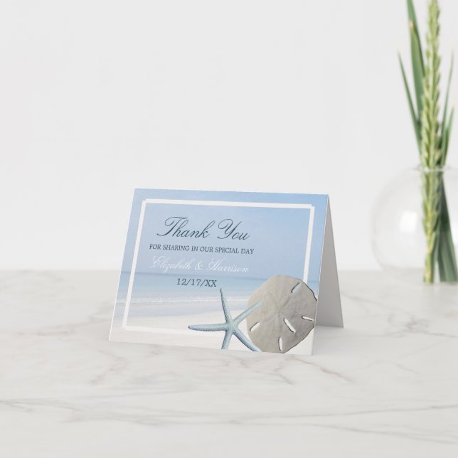Sand Dollar and Starfish Beach Wedding Thank You (Front)