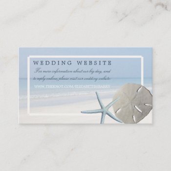 Sand Dollar And Starfish Beach Wedding Website Enclosure Card by StampedyStamp at Zazzle