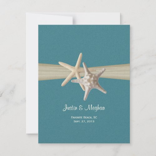 Sand Dollar and Starfish Burlap Reception Announcement