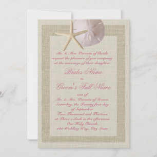Sand Dollar and Starfish Rustic Invitation