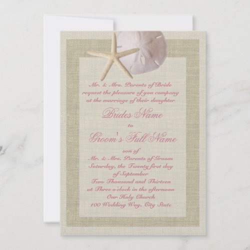 Sand Dollar and Starfish Rustic Custom Invites