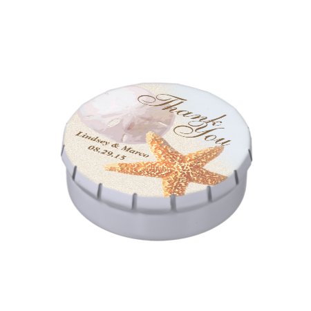 Sand Dollar And Starfish Shell Beach Jelly Belly Candy Tin