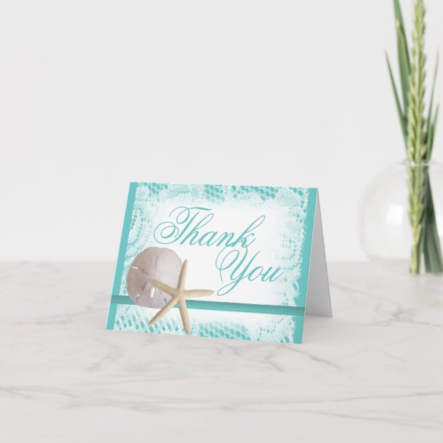 Sand Dollar and Starfish Thank You Card (Front)