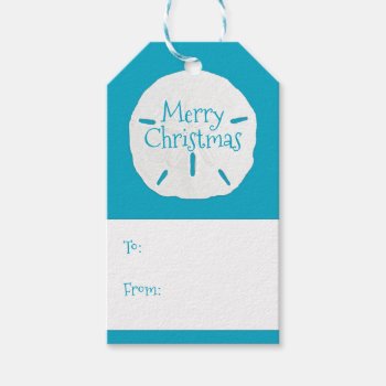 Sand Dollar Aquamarine Tie On Gift Tags by holiday_store at Zazzle
