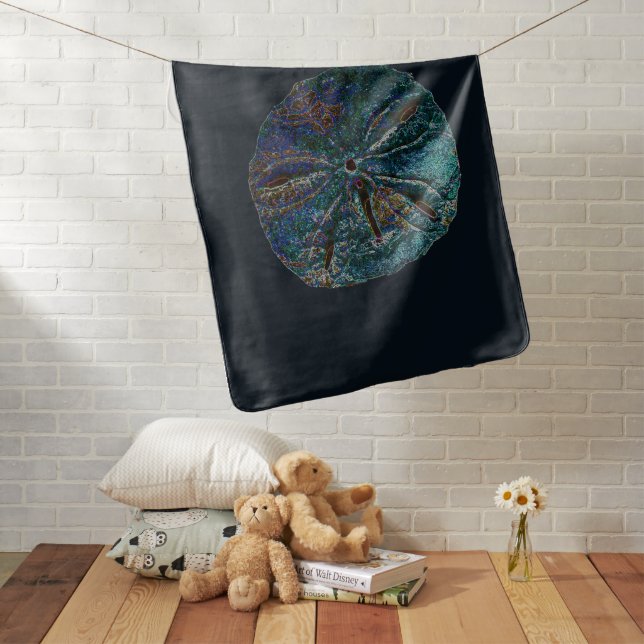 Sand Dollar Art Abstract Blue Nautical Gift Favor Baby Blanket (In Situ)