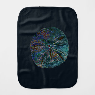Sand Dollar Art Abstract Blue Nautical Gift Favor Baby Burp Cloth