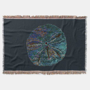 Sand Dollar Art Abstract Blue Nautical Gift Favor Throw Blanket