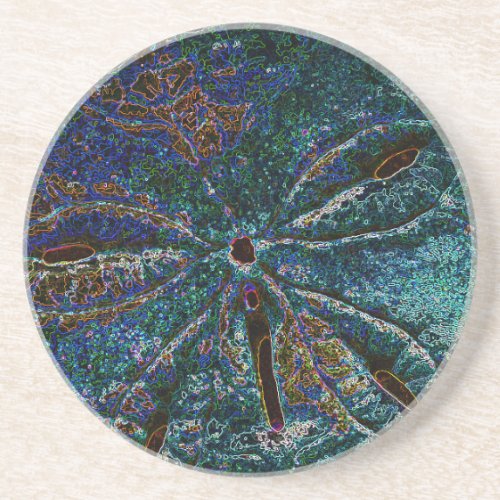 Sand Dollar Art Abstract Blue Pattern Gift Favor Coaster