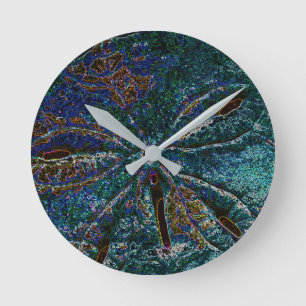 Sand Dollar Art Abstract Blue Pattern Gift Favor Round Clock