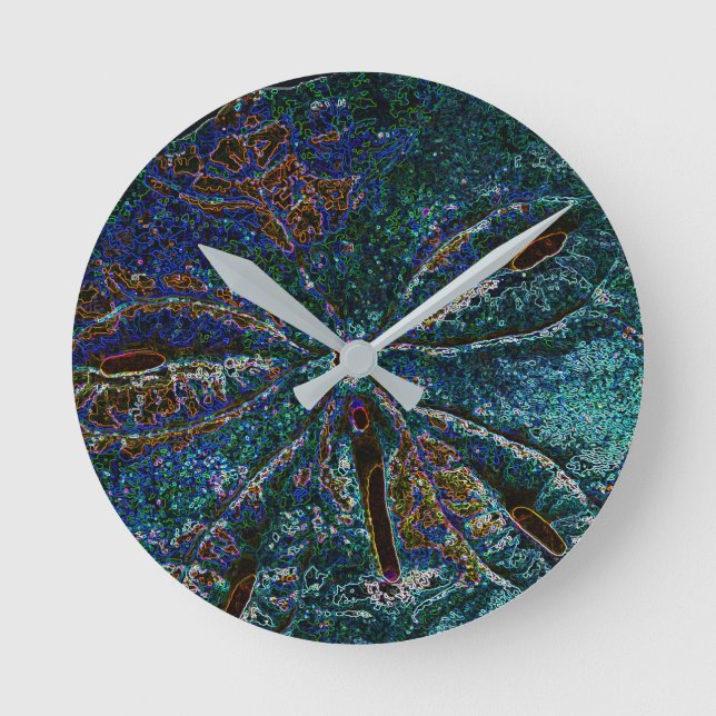 Sand Dollar Art Abstract Blue Pattern Gift Favor Round Clock (Front)