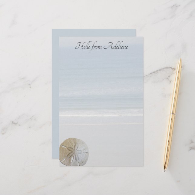 Sand Dollar Beach Background Writing Paper (Front/Back In Situ)