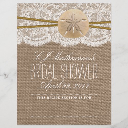 Sand Dollar Beach Bridal Shower Recipe Divider
