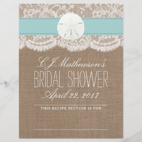 Sand Dollar Beach Bridal Shower Recipe Divider