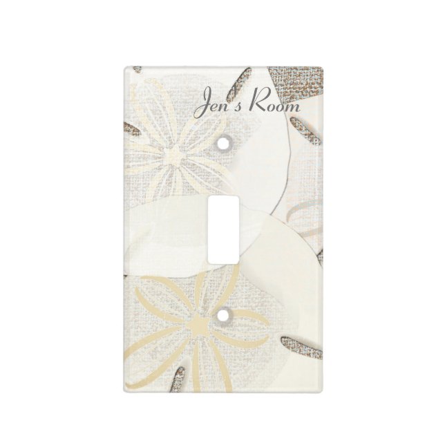 Sand Dollar Beach Burlap Light Switch Cover (Front)