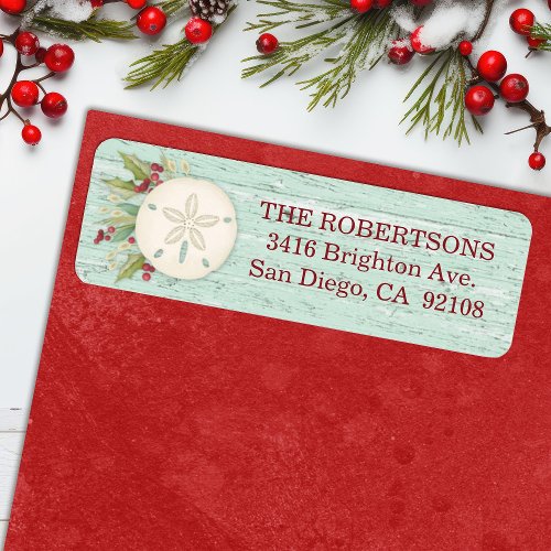 Sand Dollar Beach Coastal Christmas Label