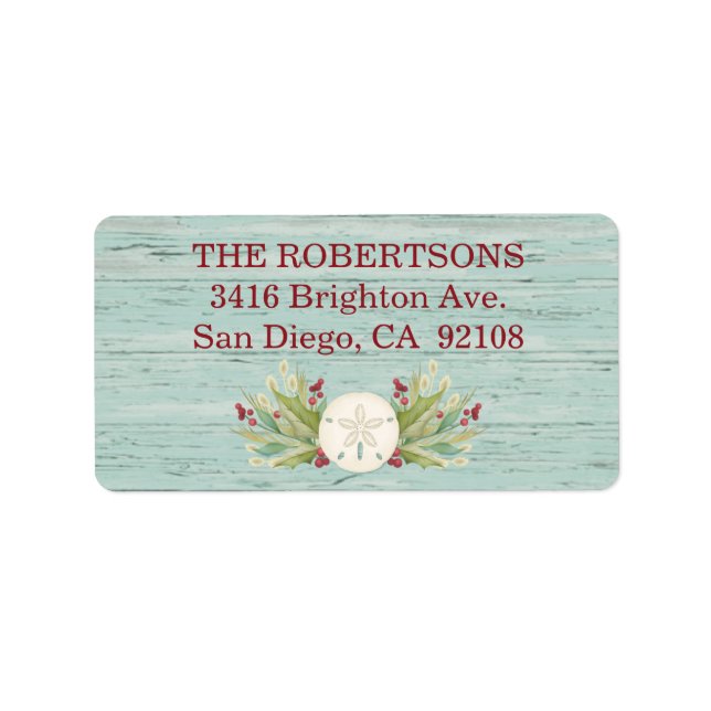 Sand Dollar Beach Coastal Christmas Label (Front)