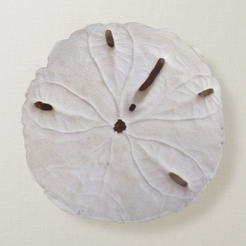 Sand Dollar Beach Coastal White Grey Round Trendy Round Pillow