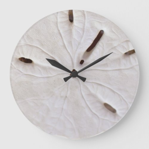 Sand Dollar Beach Coastal White Grey Trendy Cool Large Clock