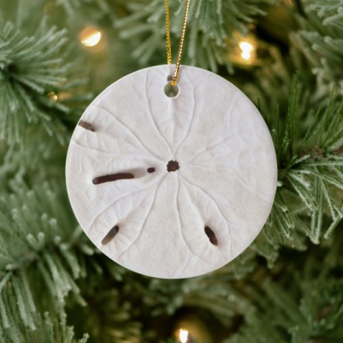 Sand Dollar Beach Coastal White Round Trendy Cool Ceramic Ornament