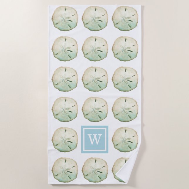 Sand Dollar Beach Custom Monogram Initial Towel (Front)