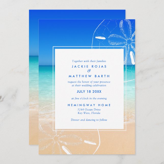 Sand Dollar Beach Florida Wedding Invitation (Front/Back)
