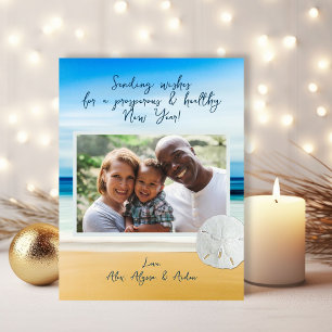 Sand Dollar Beach Happy New Year Photo Postcard