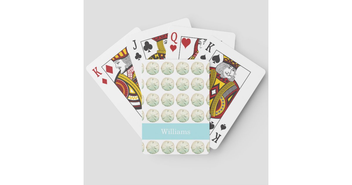 Sand Dollar Beach House Custom Name Playing Cards Zazzle