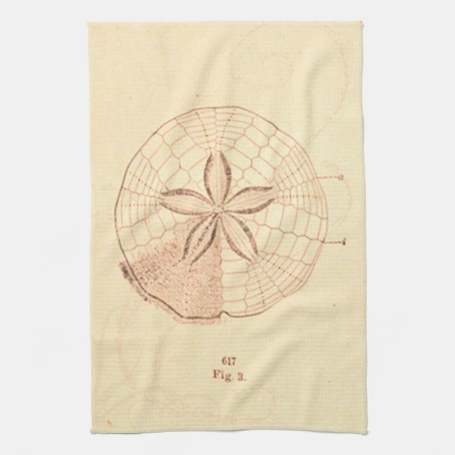 Sand Dollar Beach Illustration Kitchen Towel (Vertical)